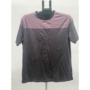 Robert Barakett Colorblock Crew Neck T-Shirt Men's M Purple Gray Short Sleeve